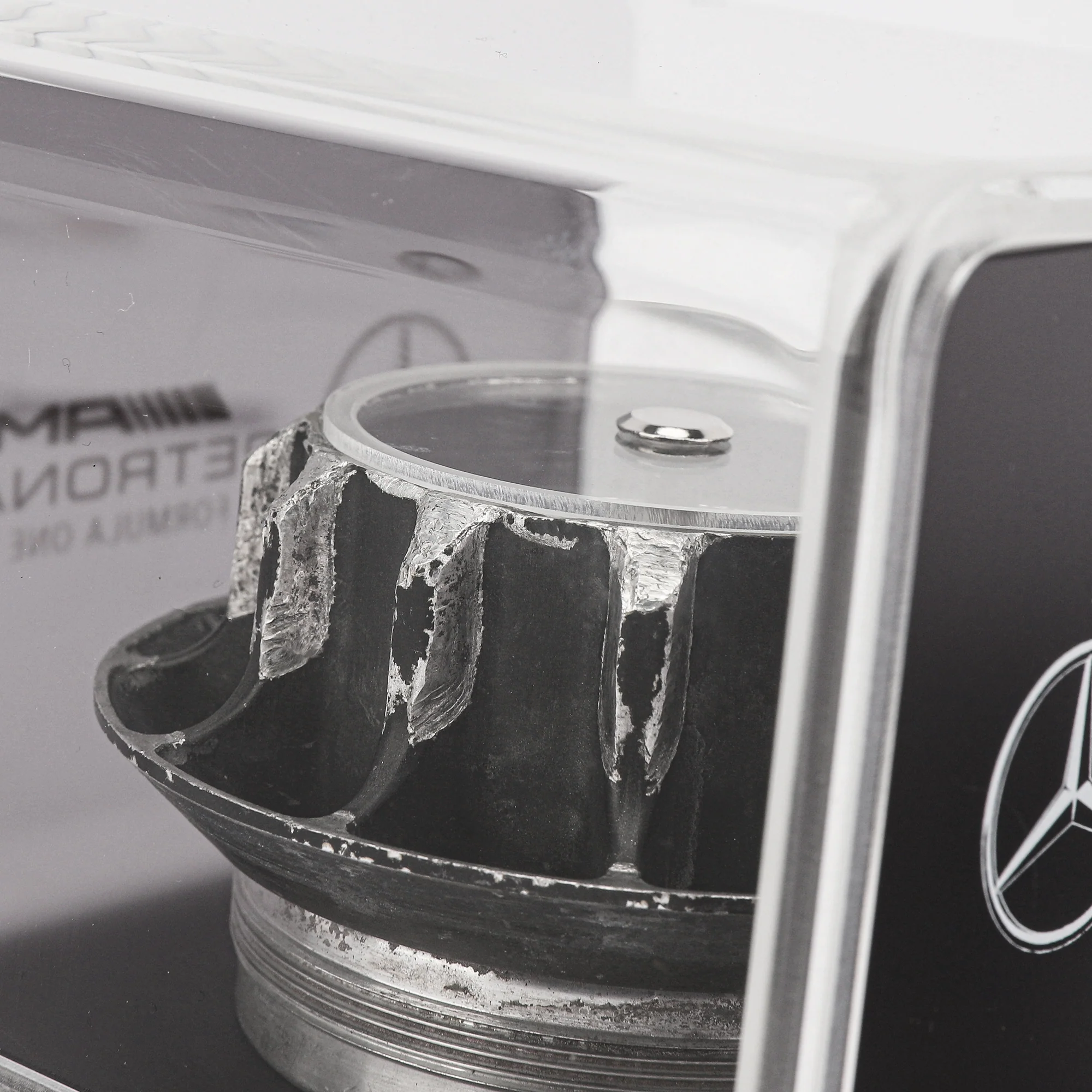 Mercedes AMG Petronas 2011 Grand Prix Used Wheel Nut in Display Case - Image 4