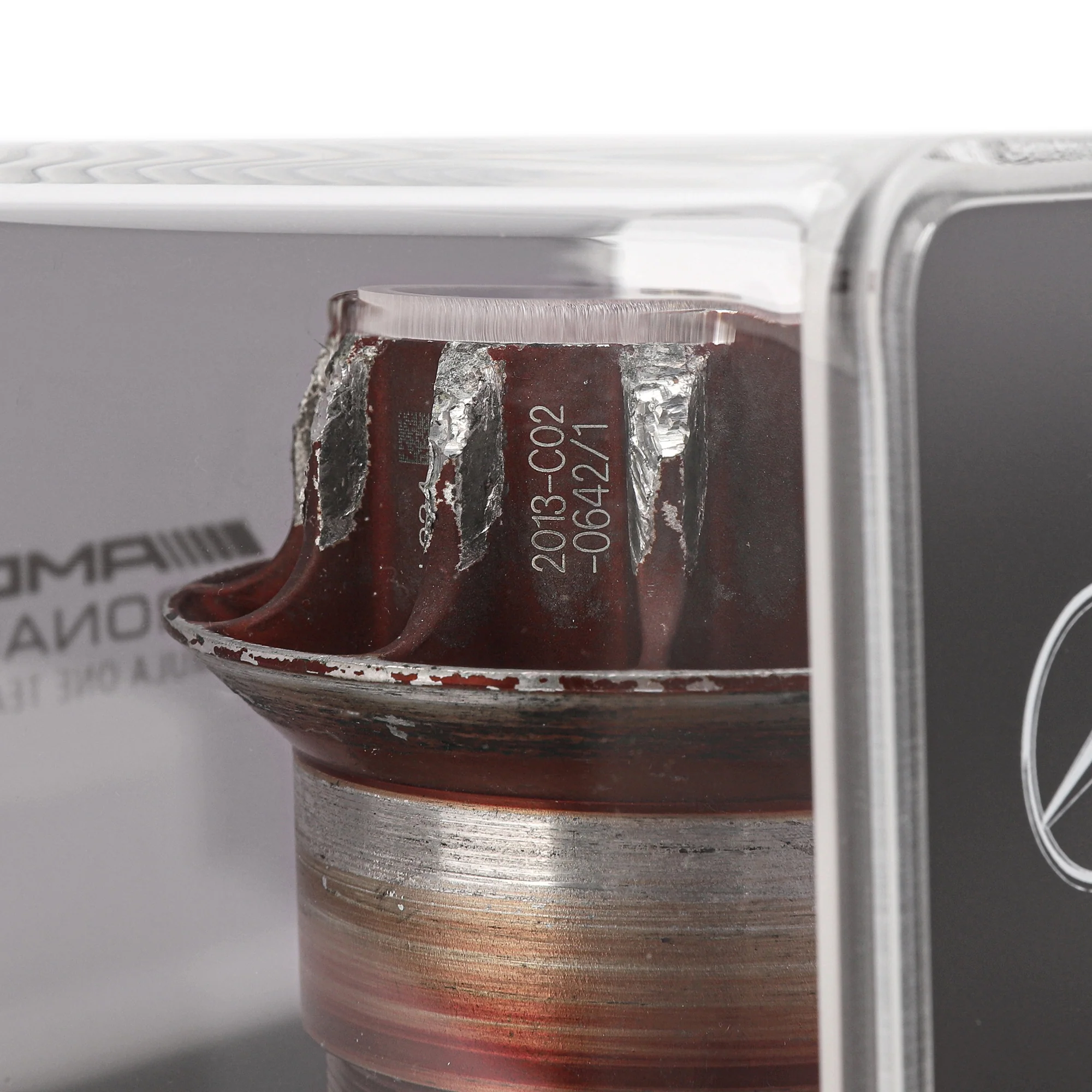 Mercedes-AMG Petronas 2013 Grand Prix Used Red Wheel Nut in Display Case - Image 3