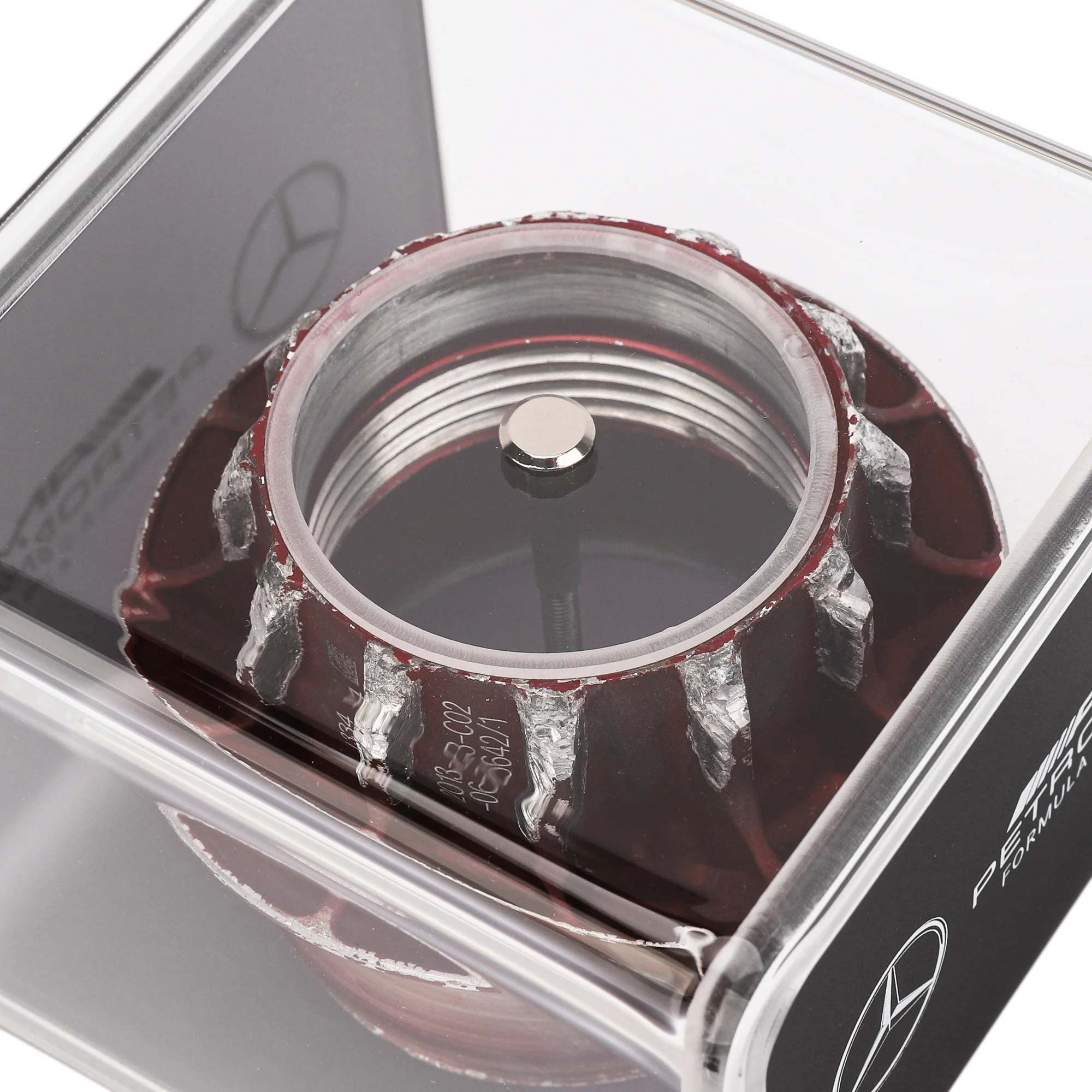Mercedes-AMG Petronas 2013 Grand Prix Used Red Wheel Nut in Display Case - Image 4
